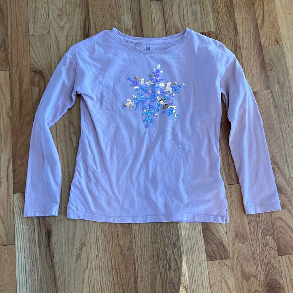 GAP Kids Flip Sequin Long-Sleeve Shirt, Size Large